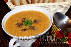 Рецепт супа-пюре из чечевицы с мясом