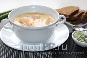 Рецепт, как готовить сливочный суп с лососем
